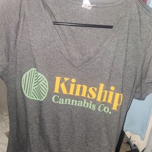 Gray V-Neck Women's Top